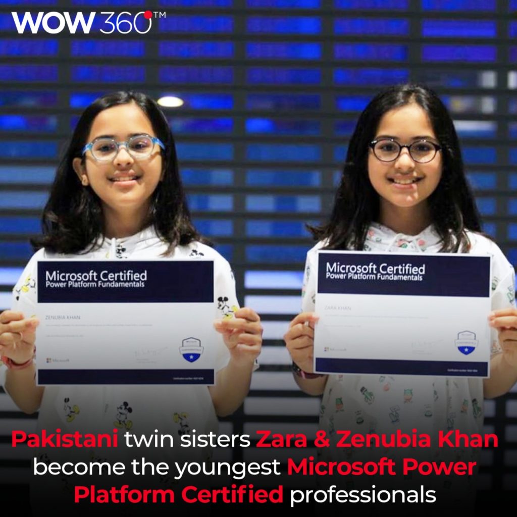 WOW 360|Pakistani Twin Sisters Zara Khan & Zenubia Khan Become the Youngest Microsoft Power Platform Certified Professionals At Age 10