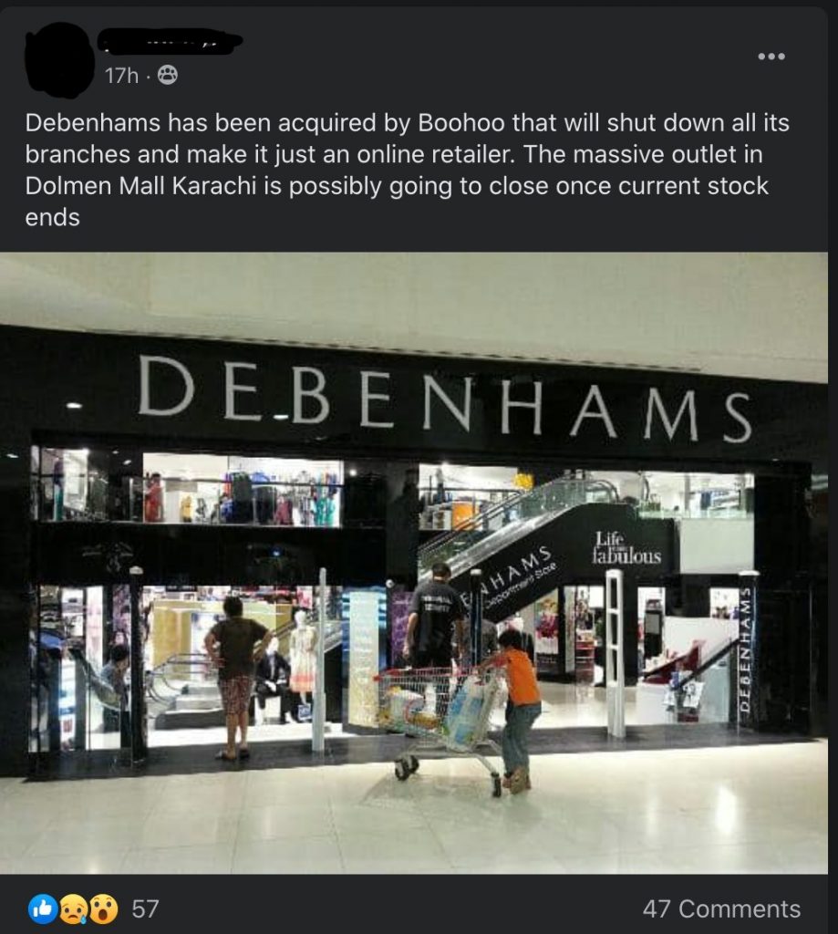 WOW 360|Debenhams to Shut Down its Largest & Only International Department Store On 5th September in Karachi